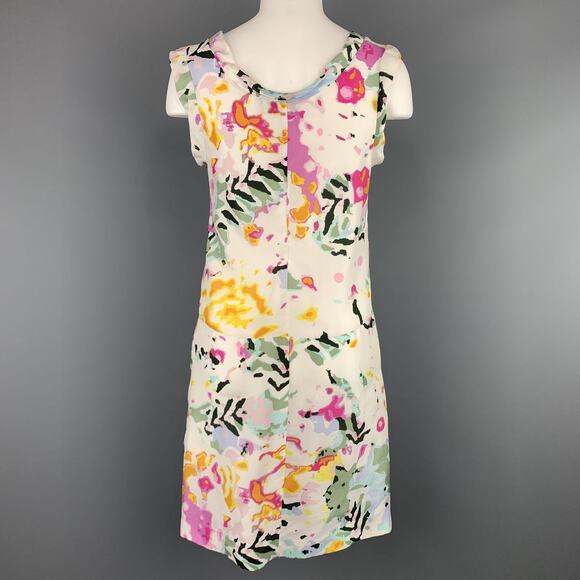 Thakoon White Floral Print Sleeveless Silk Sheath Mini Dress 6 - Picture 3 of 15